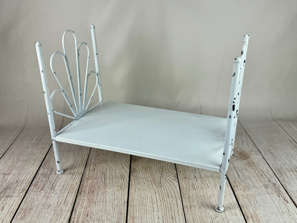 Vintage Bed - White Flower Style Headboard - Solid Base (AS IS ITEM #1)