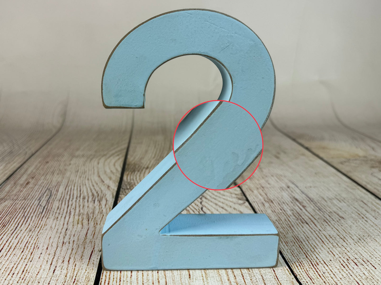 Wooden Two - Number - Blue (AS IS ITEM #1)