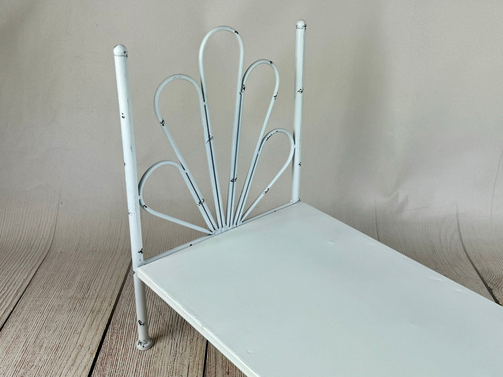 Vintage Bed - White Flower Style Headboard - Solid Base (AS IS ITEM #1)