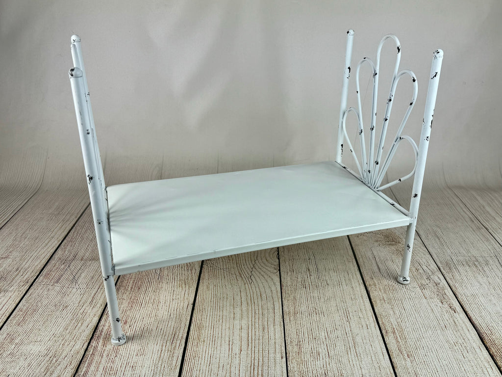 Vintage Bed - White Flower Style Headboard - Solid Base (AS IS ITEM #1)
