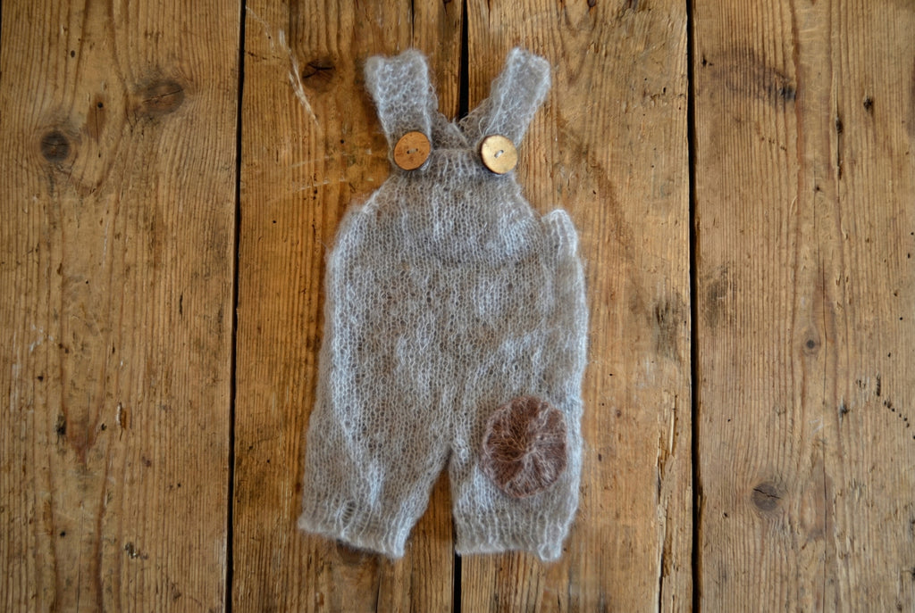 Mohair Overall with Patch and Buttons - Silver
