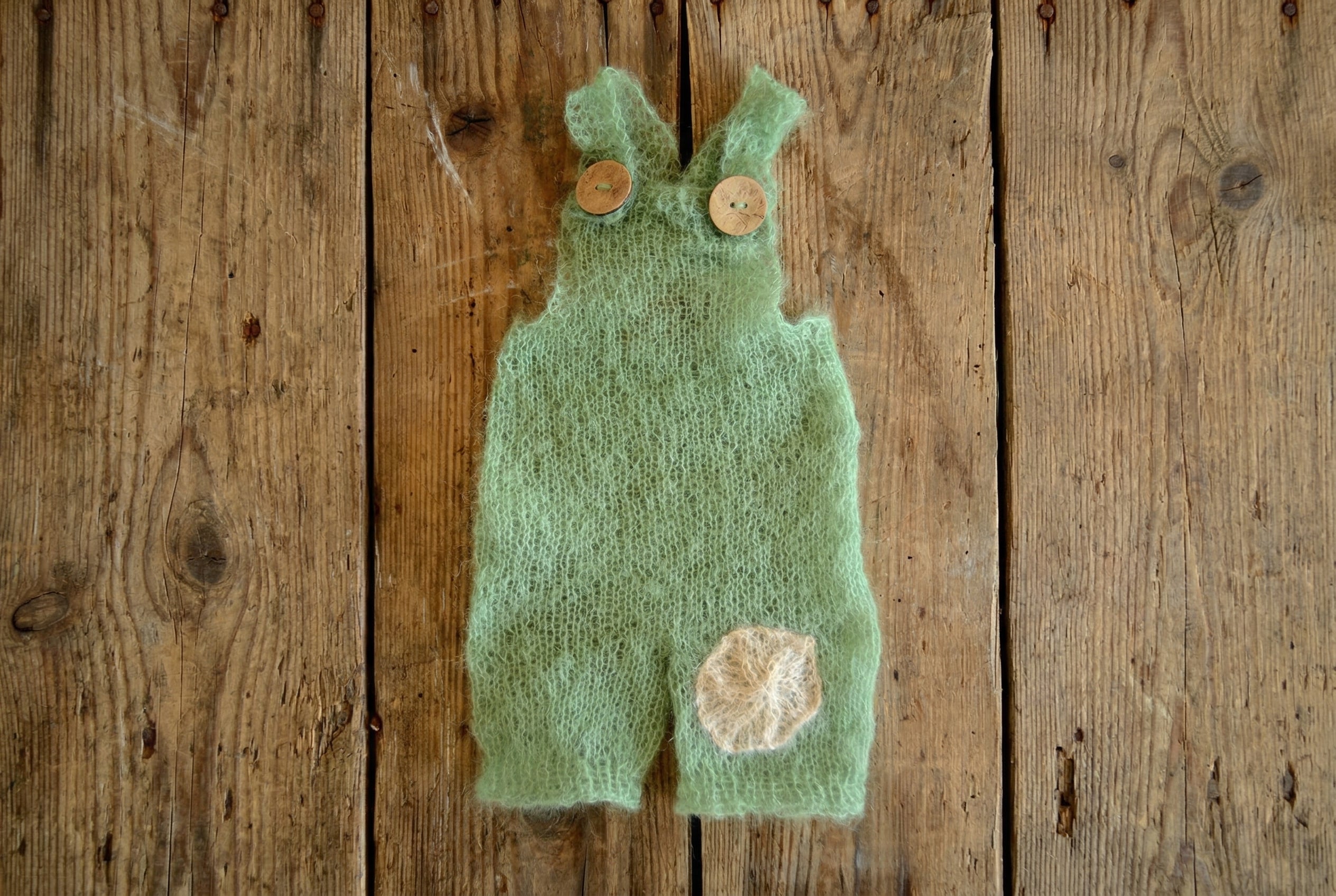 Mohair Overall with Patch and Buttons - Sage