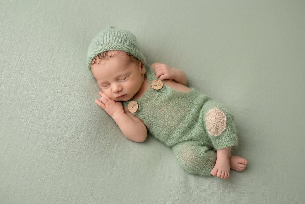 Mohair Overall with Patch and Buttons - Sage