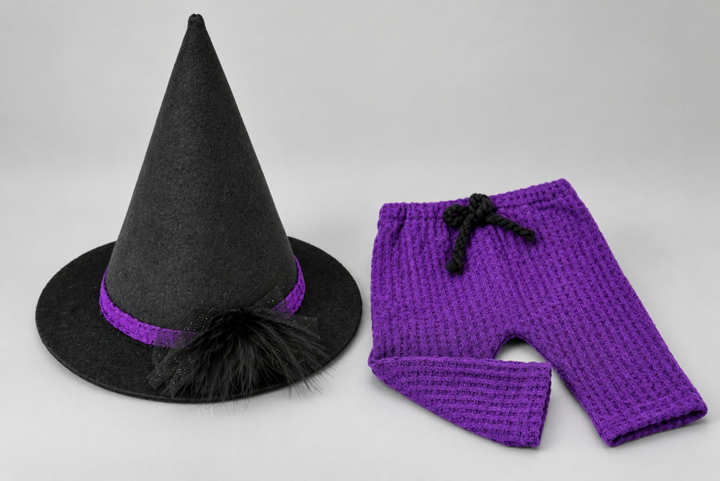 SET Baby Witch Hat and Pants - Plum
