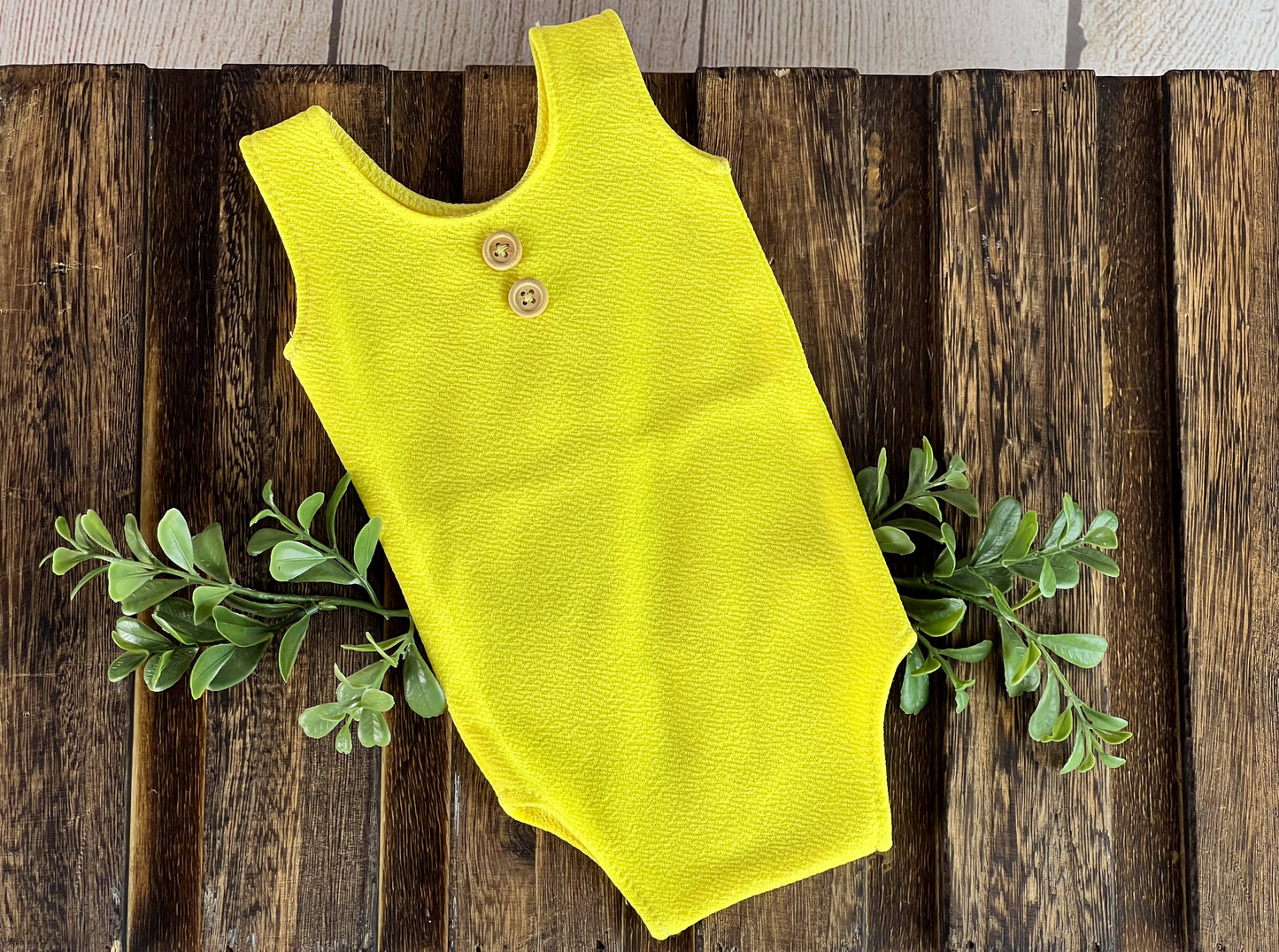 Sleeveless Stitch Romper- Textured - Yellow (AS IS ITEM)