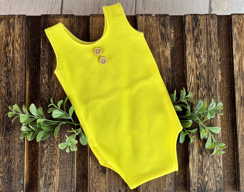 Sleeveless Stitch Romper- Textured - Yellow (AS IS ITEM)