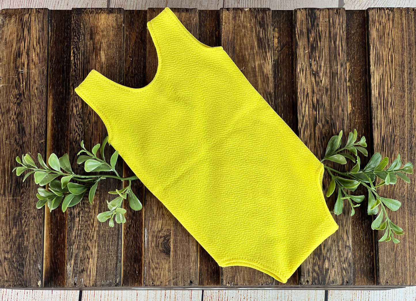 Sleeveless Stitch Romper- Textured - Yellow (AS IS ITEM)
