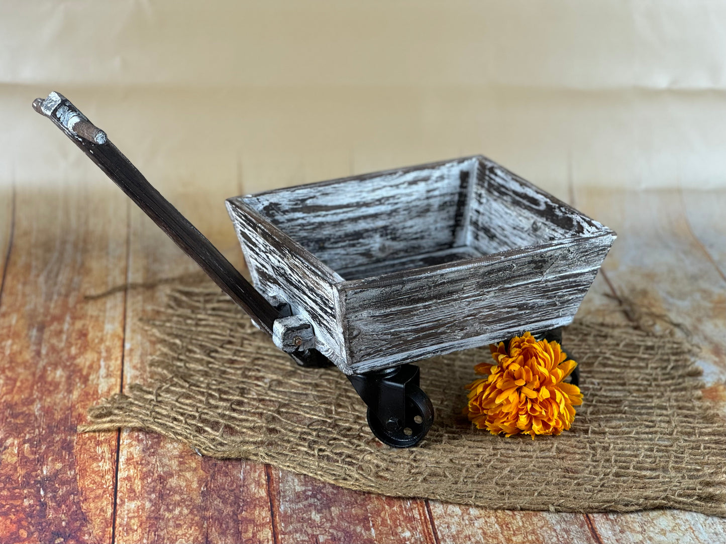 Rustic Wagon Cart - White&Brown