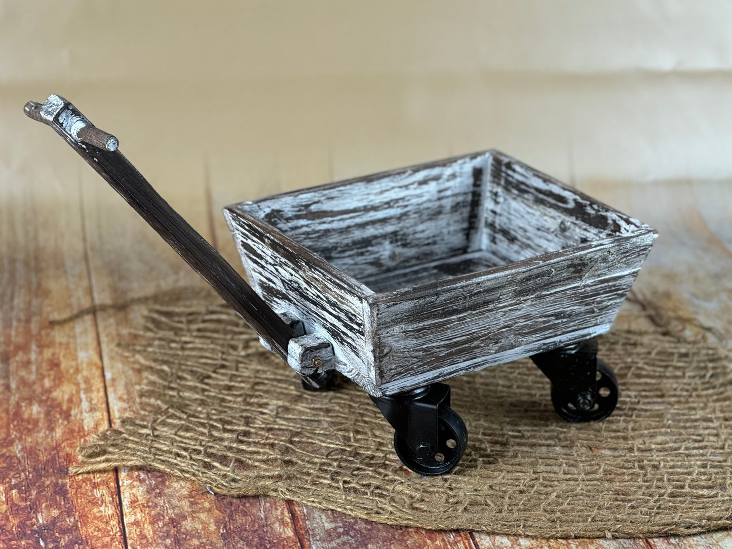 Rustic Wagon Cart - White&Brown