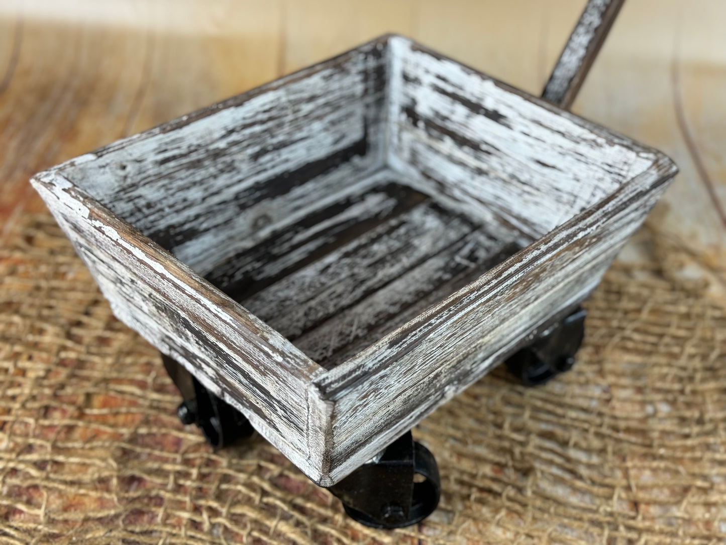 Rustic Wagon Cart - White&Brown