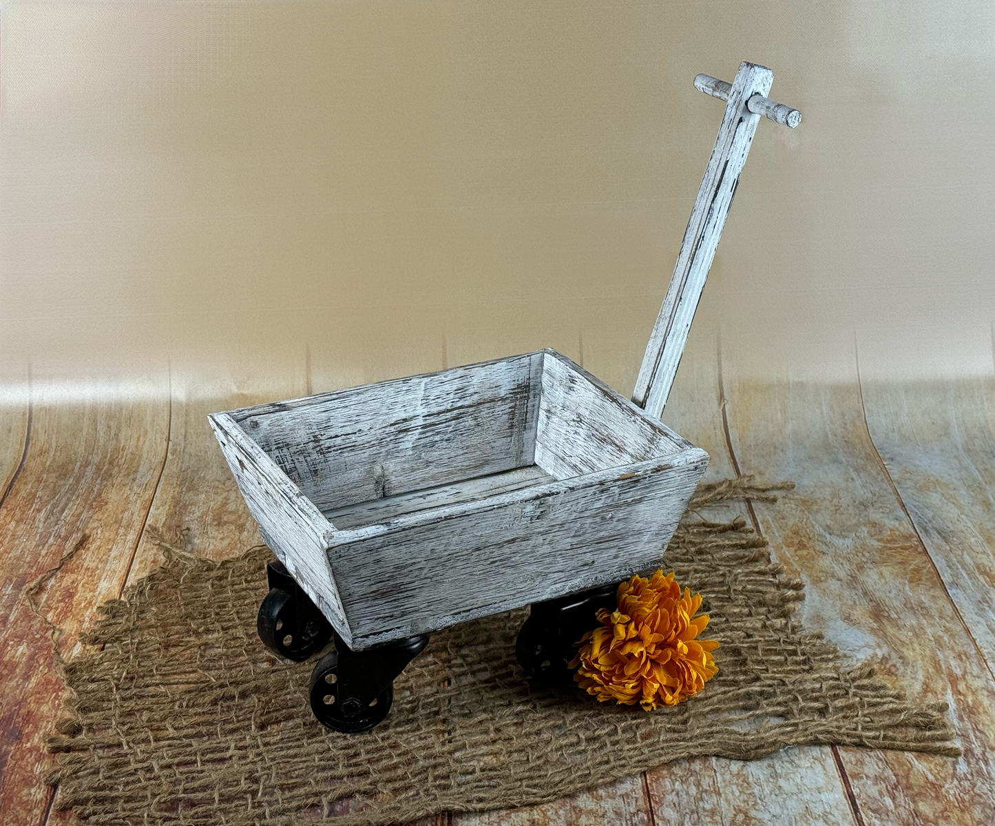 Rustic Wagon Cart - White