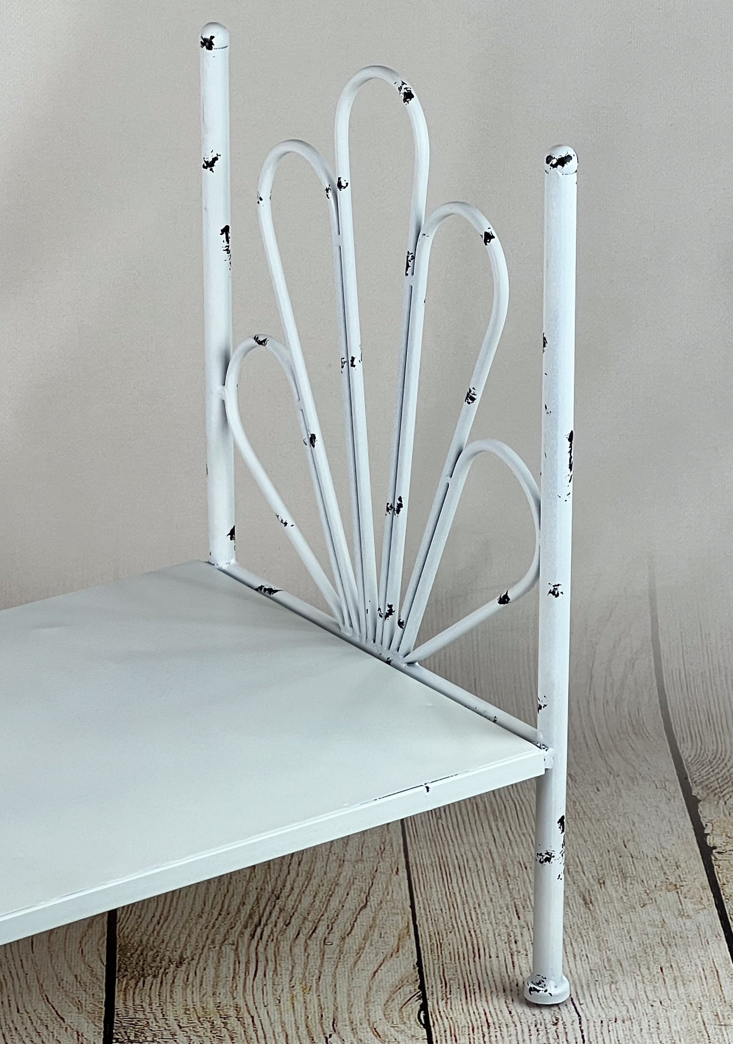 Vintage Bed - White Flower Style Headboard - Solid Base (AS IS ITEM #02)
