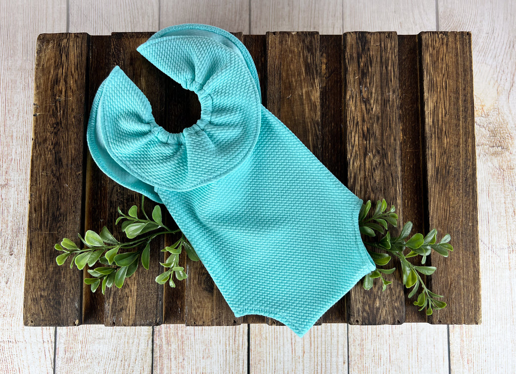 Ruffled Sleeveless Bodysuit - Textured - Aquamarine