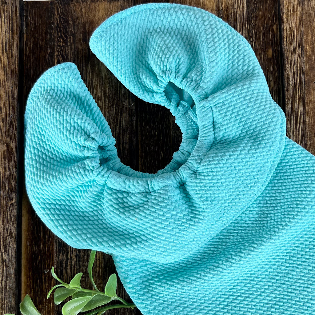 Ruffled Sleeveless Bodysuit - Textured - Aquamarine