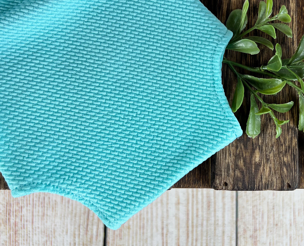 Ruffled Sleeveless Bodysuit - Textured - Aquamarine