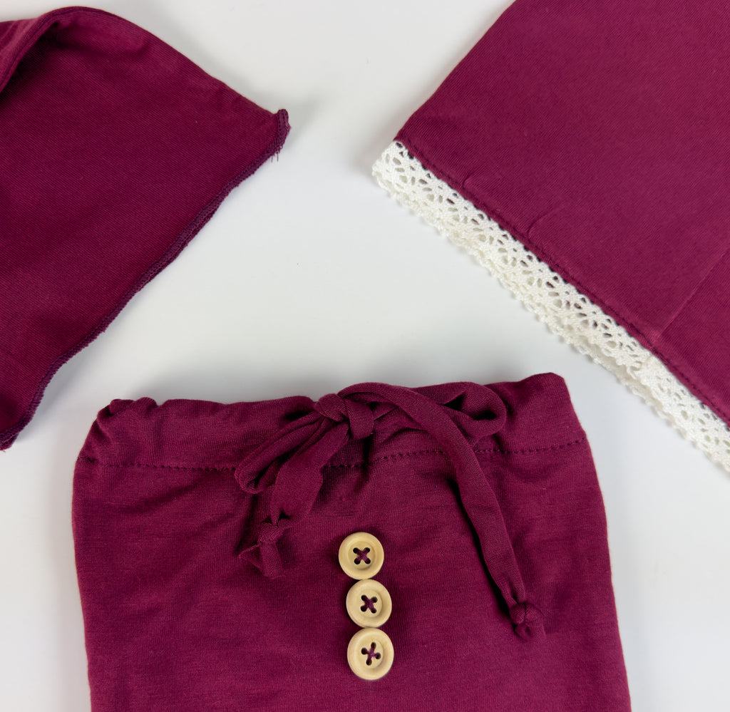 Reversible Swaddle Sack Set - Smooth - Burgundy