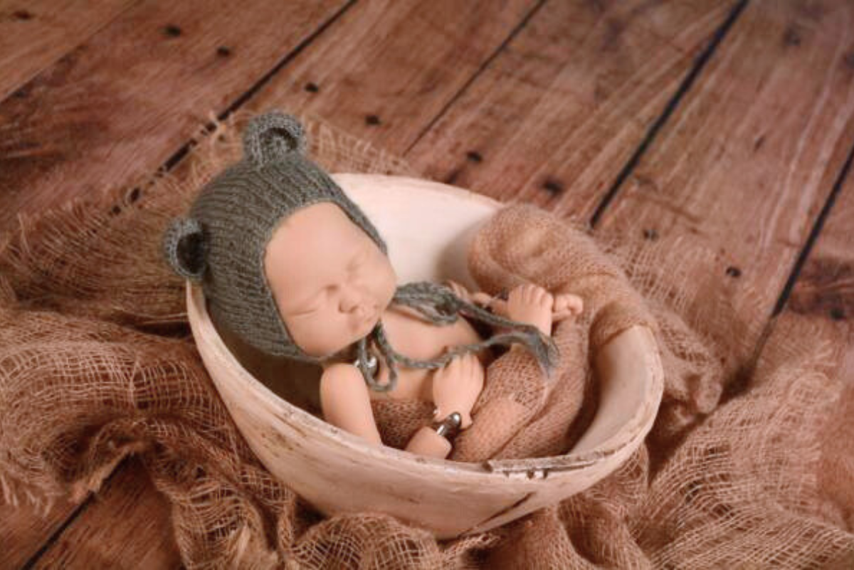 Mohair Bear Bonnet - Gray