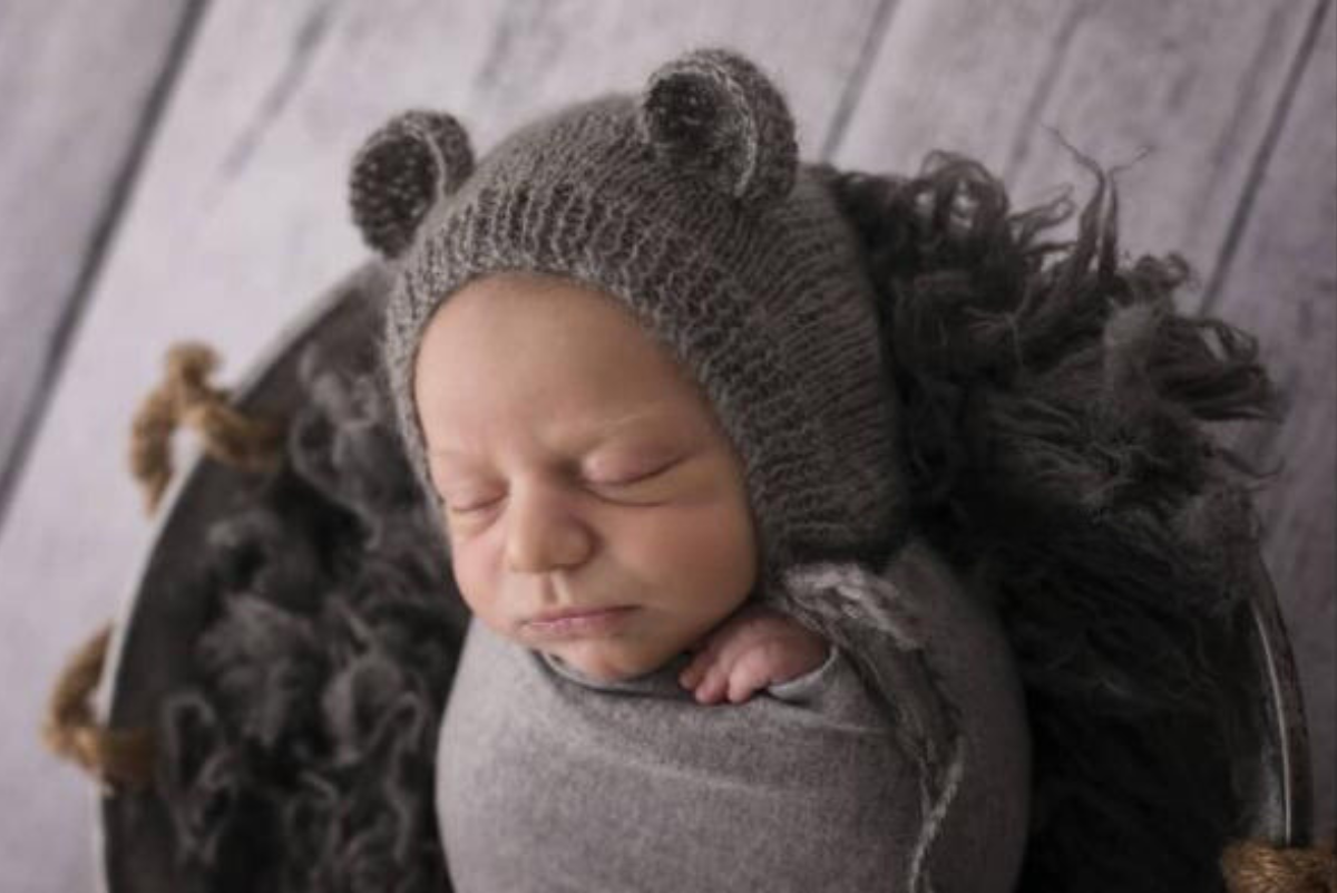 Mohair Bear Bonnet - Gray