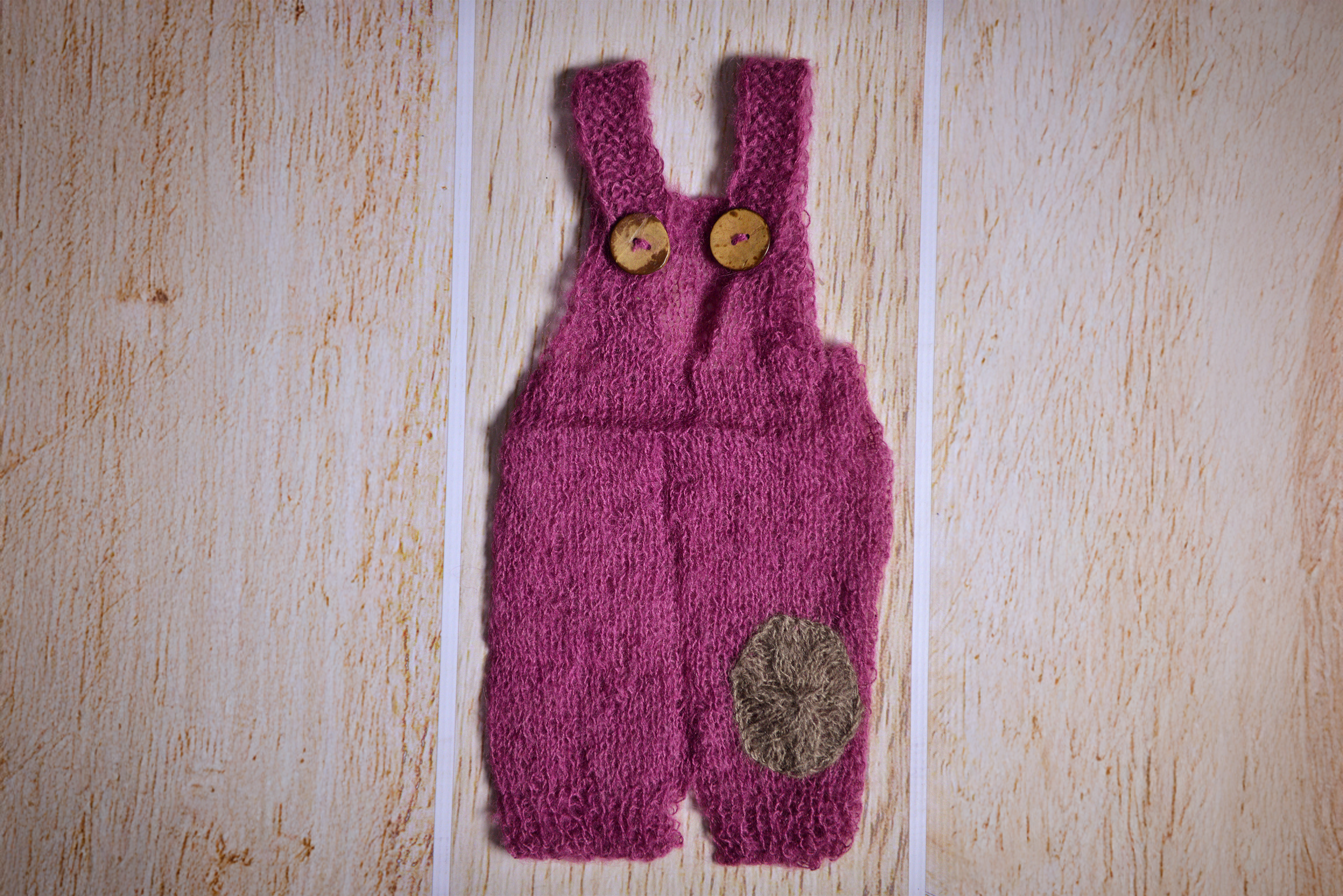 Mohair Overall with Patch and Buttons - Mauve