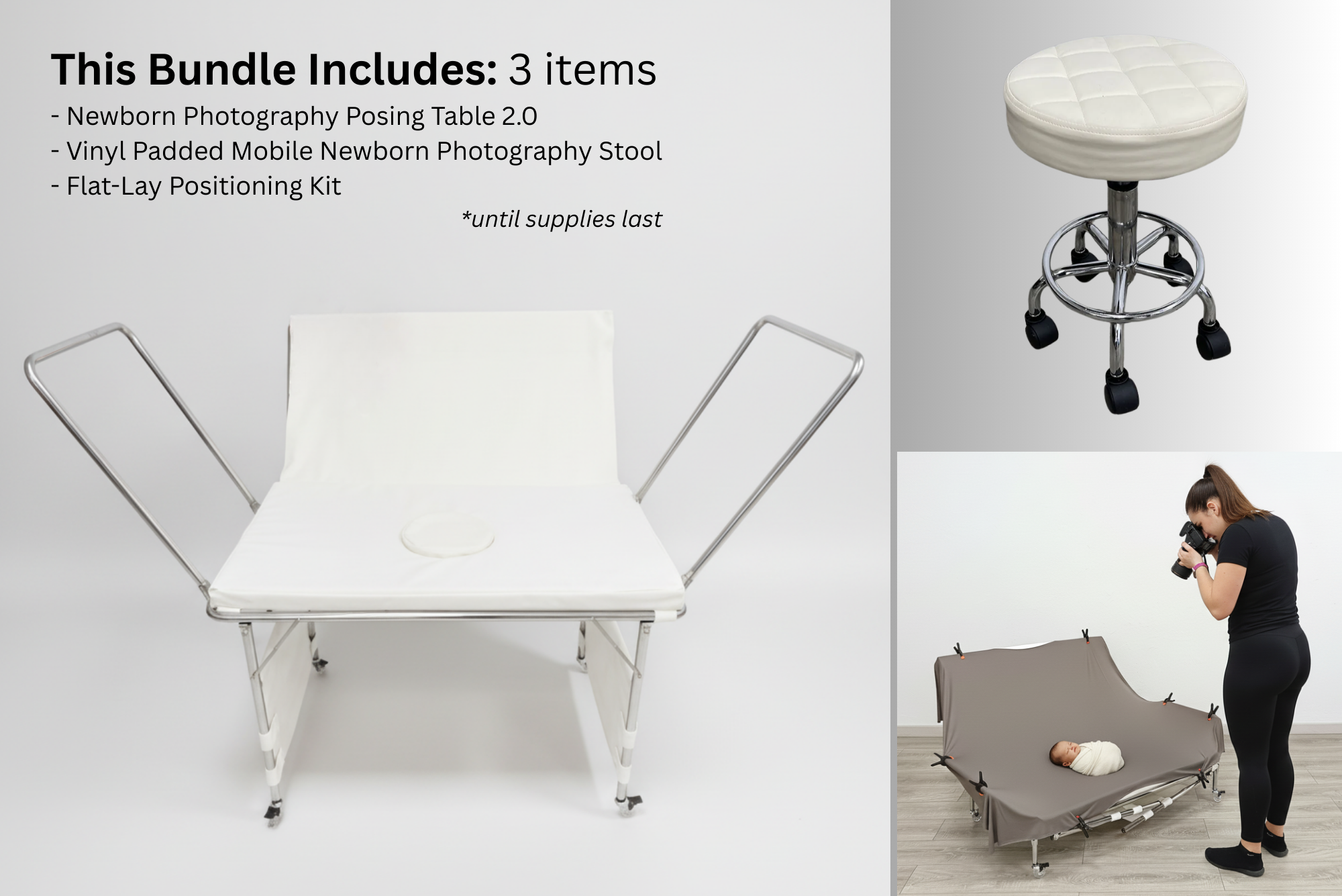 Best Newborn photography posing table, stool, and flat-lay kit Bundle