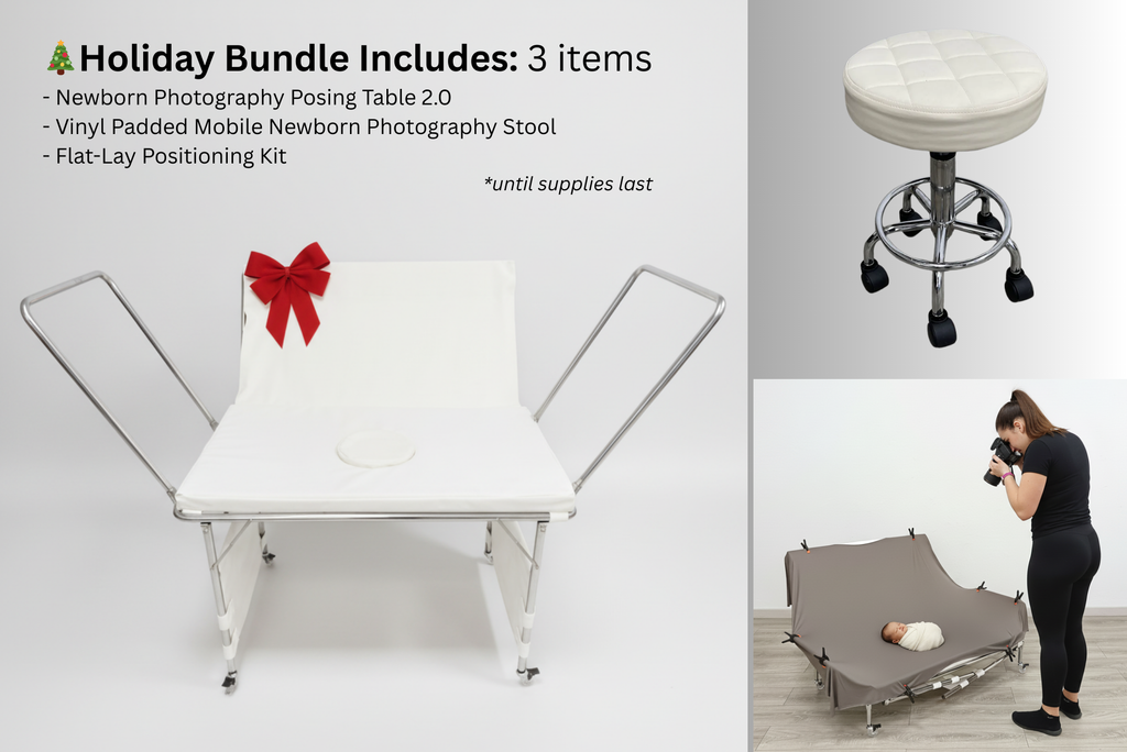 Best Newborn photography posing table, stool, and flat-lay kit Holiday Bundle
