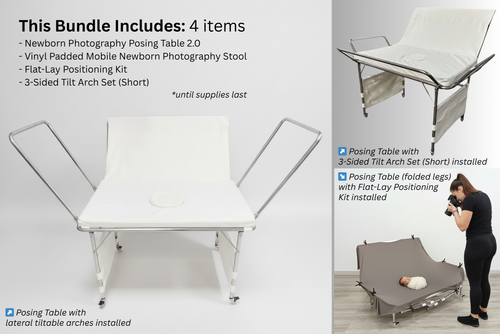 Best Baby Photography Posing Table Complete Bundle. Shoot standing, sitting, flat-lay seutp.