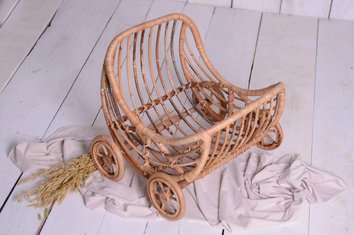 PRE-ORDER Rattan Baby Carriage