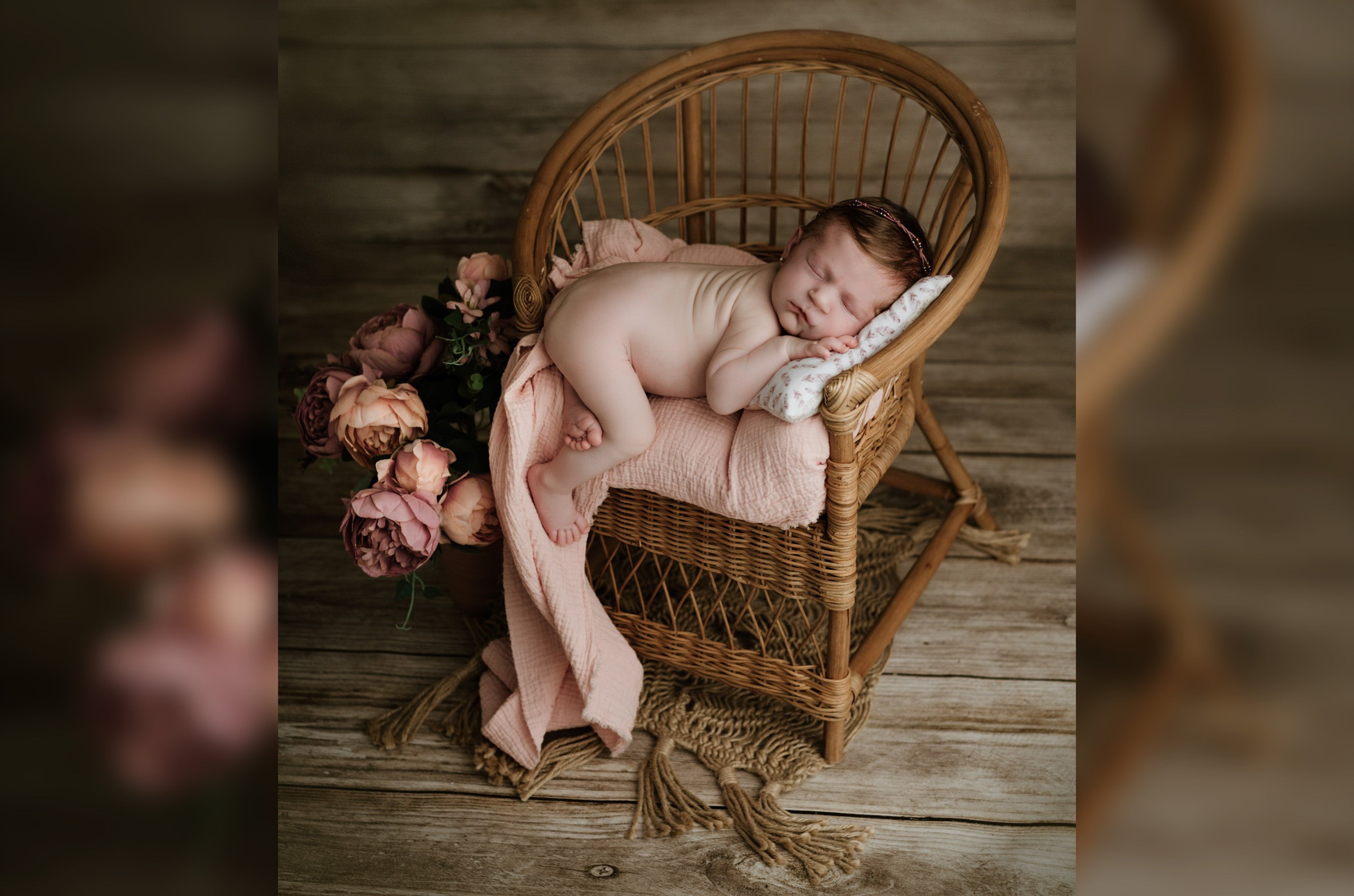 Rattan Garden Lounge Chair Newborn Studio Props