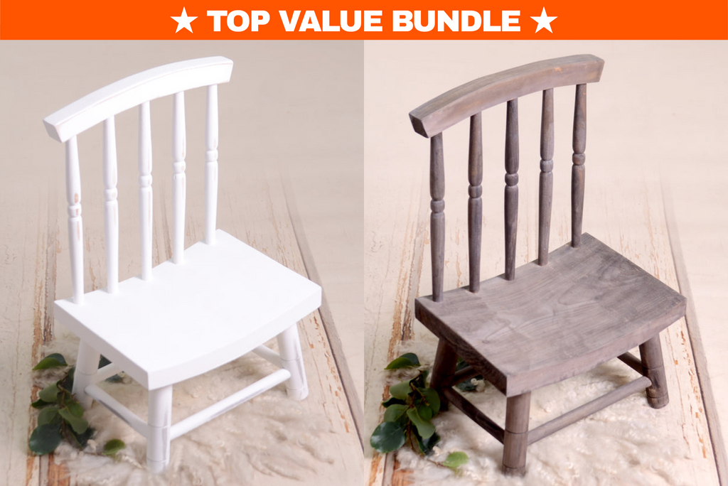 Wooden Windsor Chair (White + Brown)