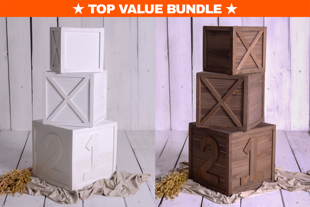 Cake Smash Boxes - White + Brown (Set of 6)