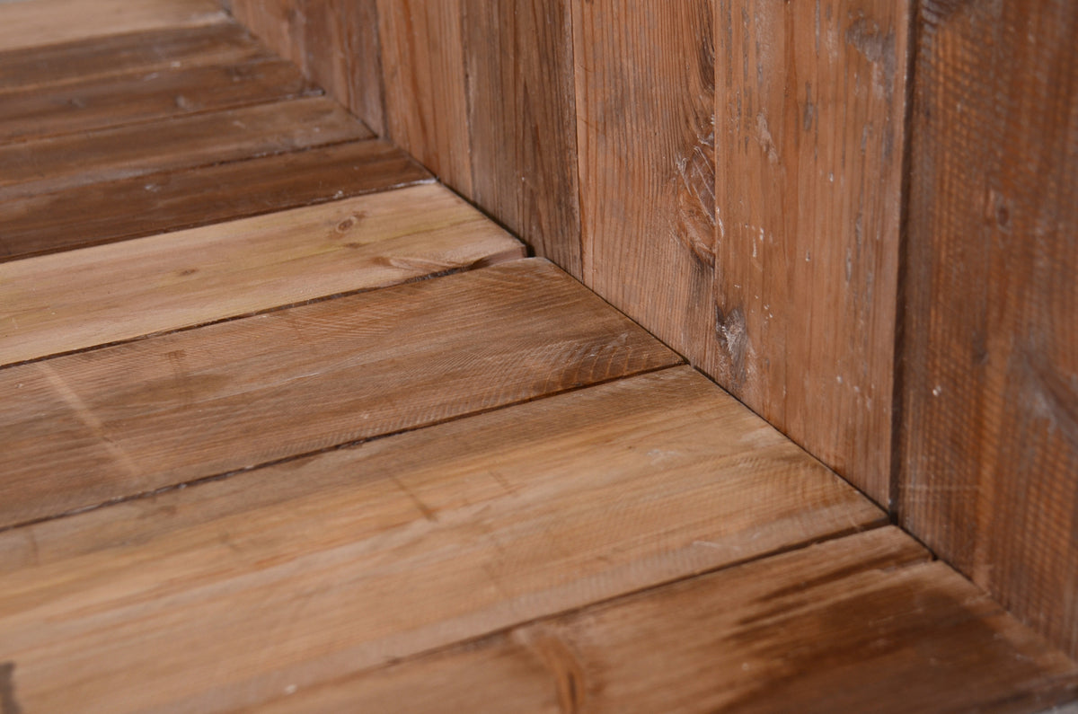 Real reclaimed wood photo backdrop and floor set designed for cozy and timeless newborn photography.