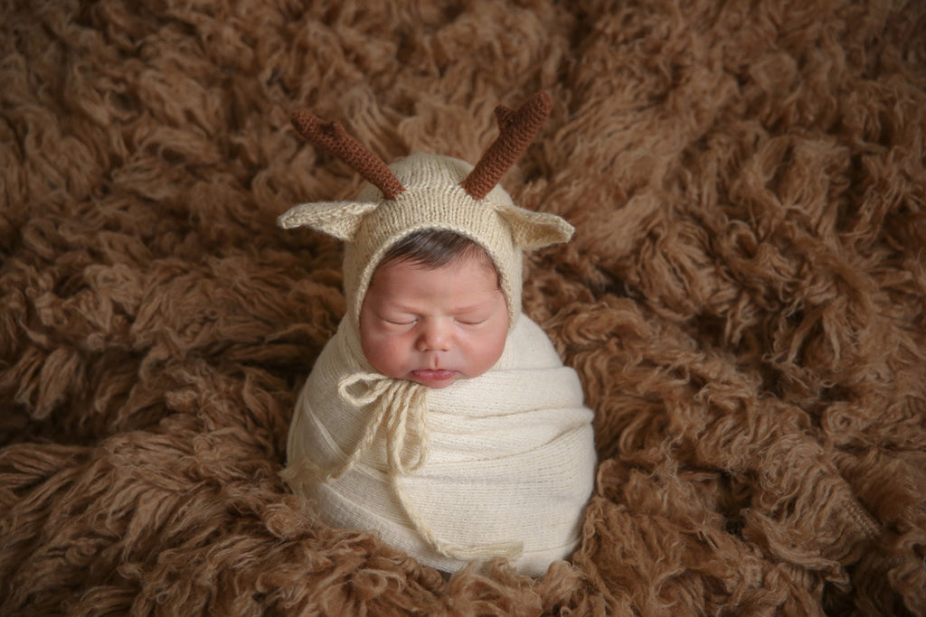 Reindeer Bonnet with Antlers - Beige