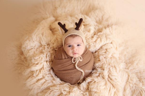 Reindeer Bonnet with Antlers - Beige