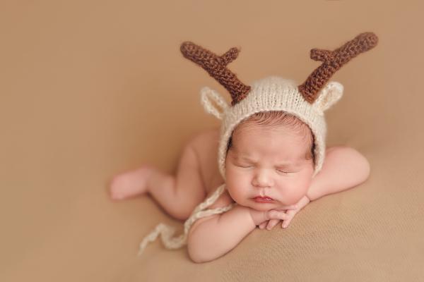 Reindeer Bonnet with Antlers - Beige