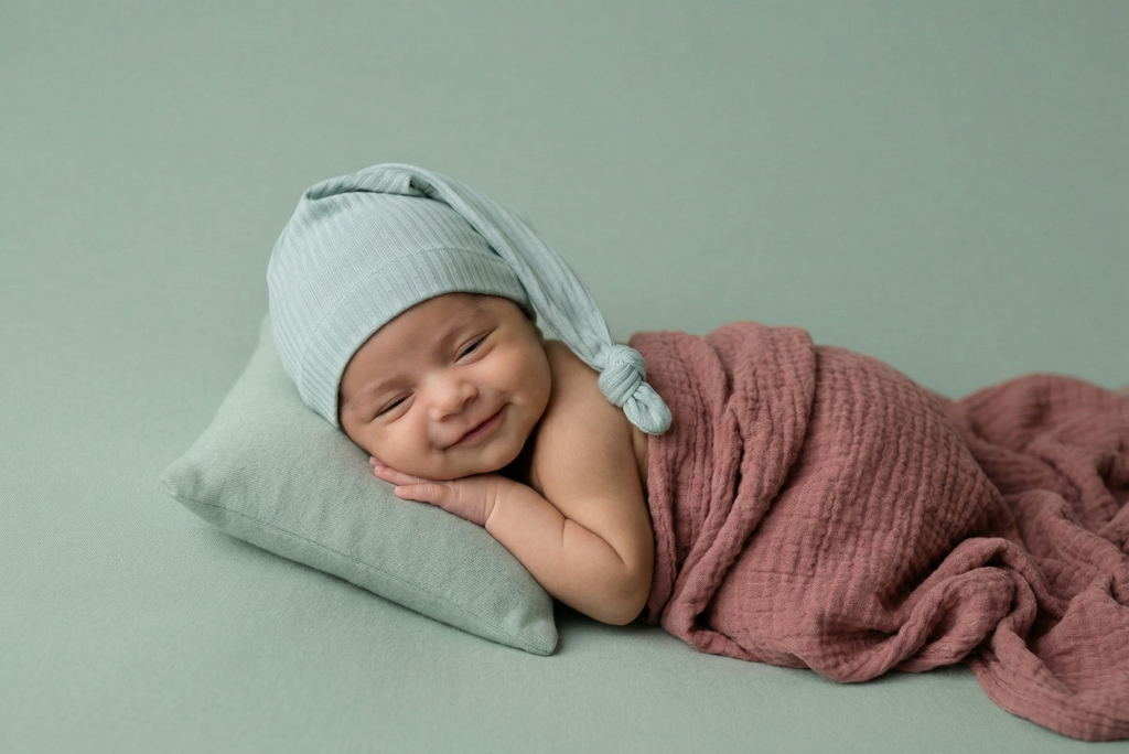 Ribbed Knot Sleepy Cap - Light Pastel Blue