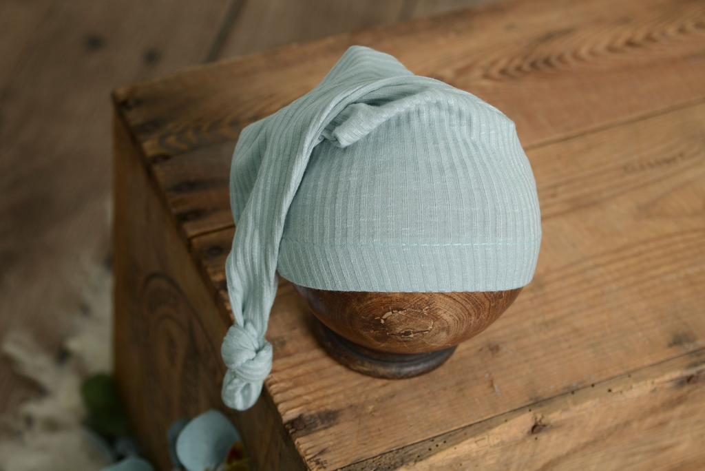 Ribbed Knot Sleepy Cap - Light Pastel Blue