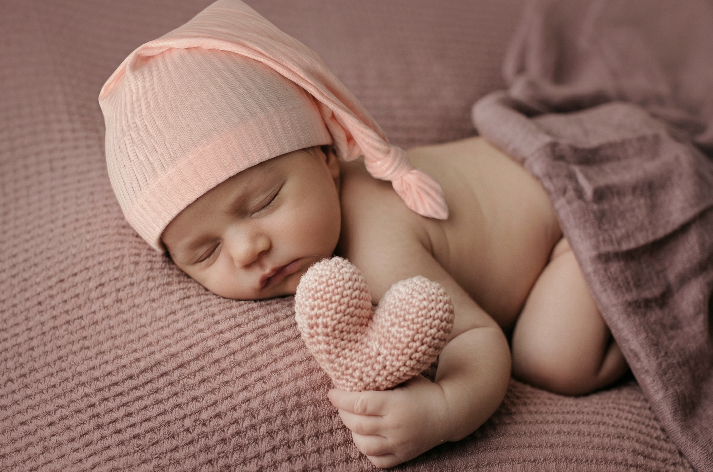 Ribbed Knot Sleepy Cap - Salmon