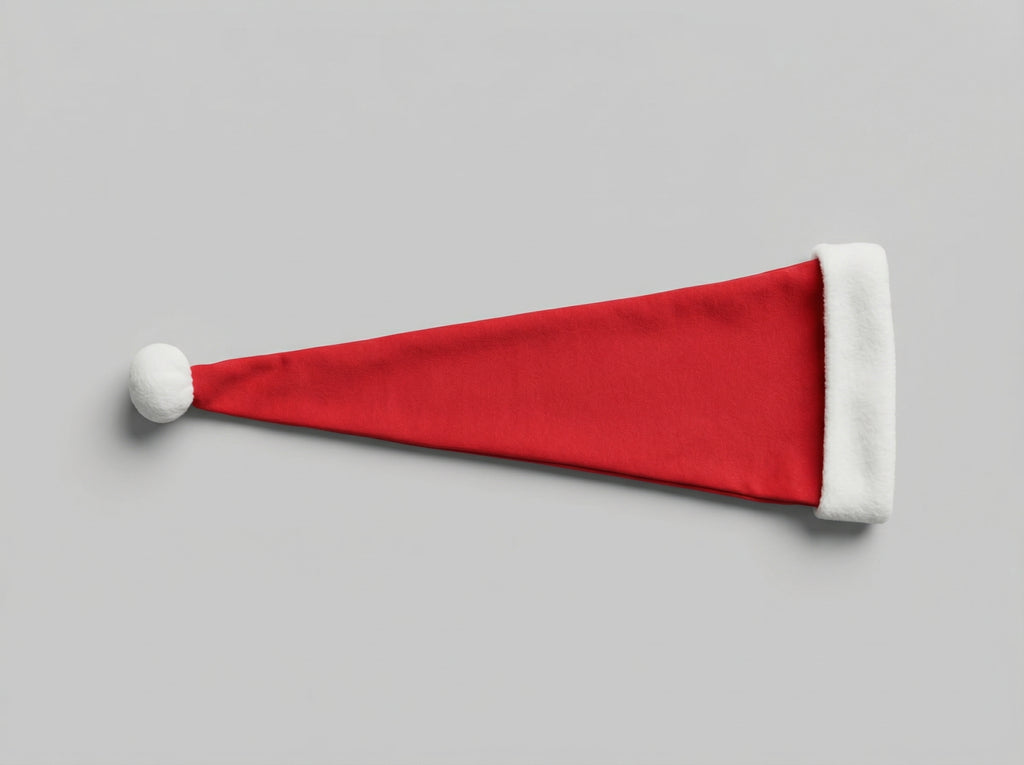 Red Santa hat newborn photography prop in soft red fabric with plush white faux fur trim. made from a soft, fleece-like red fabric with fluffy white faux fur trim and pom-pom.