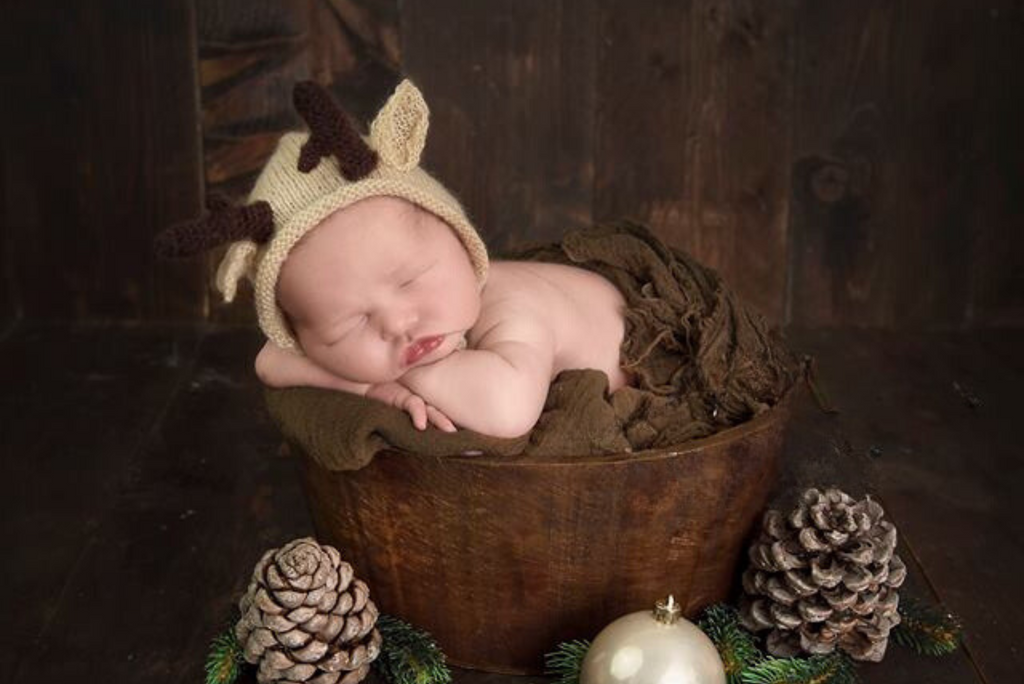 Reindeer Bonnet with Antlers - Beige