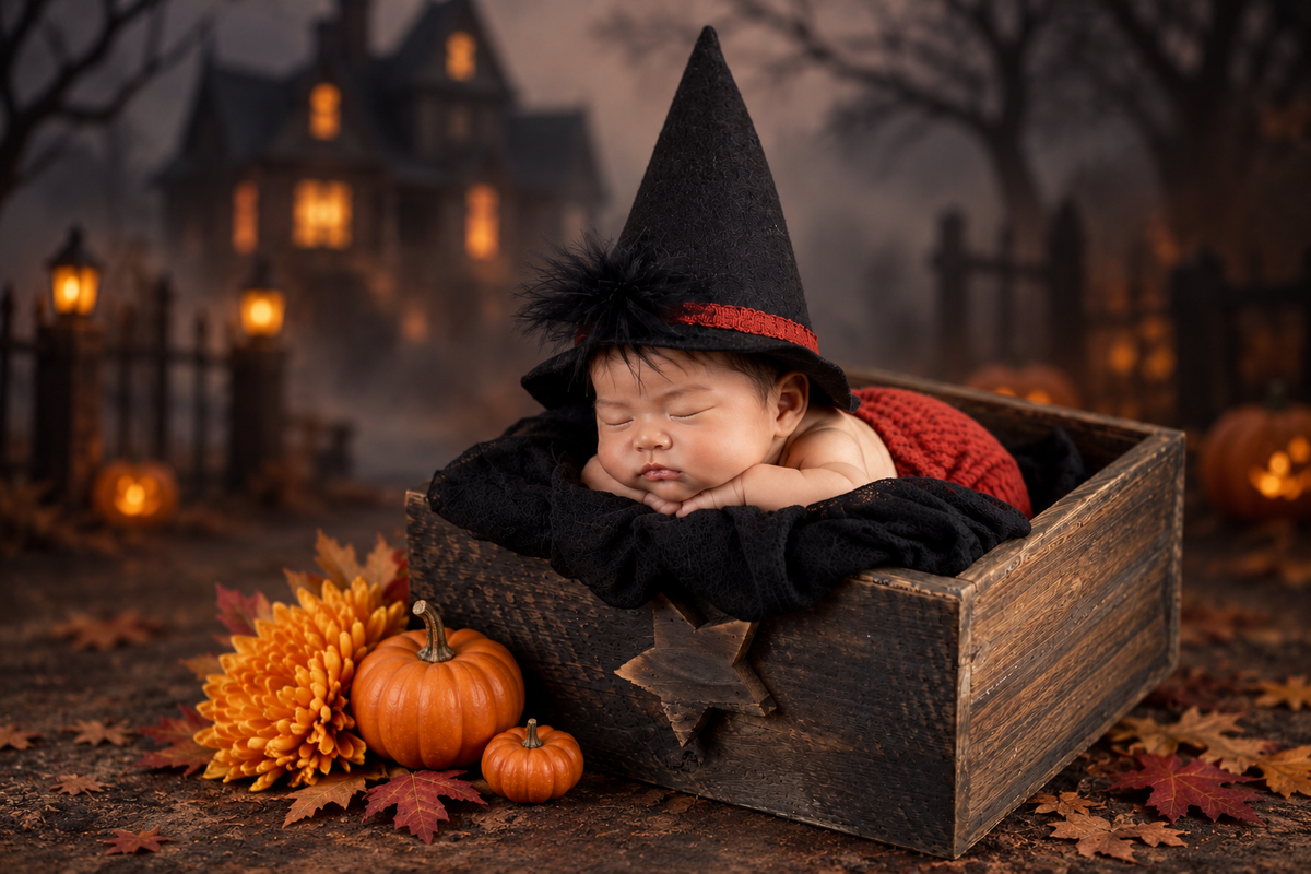 SET Baby Witch Hat and Pants - Rust