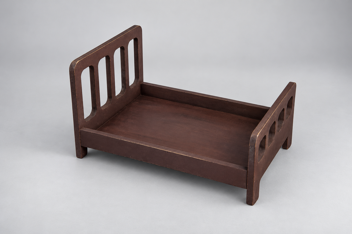 Rustic Bed - Straight Headboard with Curved Spindles - Brown