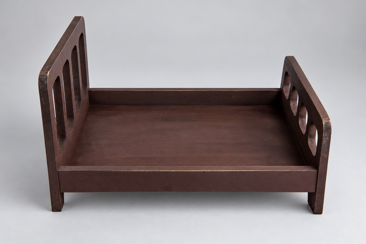 Rustic Bed - Straight Headboard with Curved Spindles - Brown