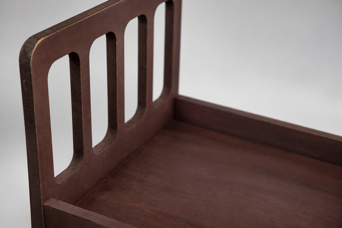 Rustic Bed - Straight Headboard with Curved Spindles - Brown