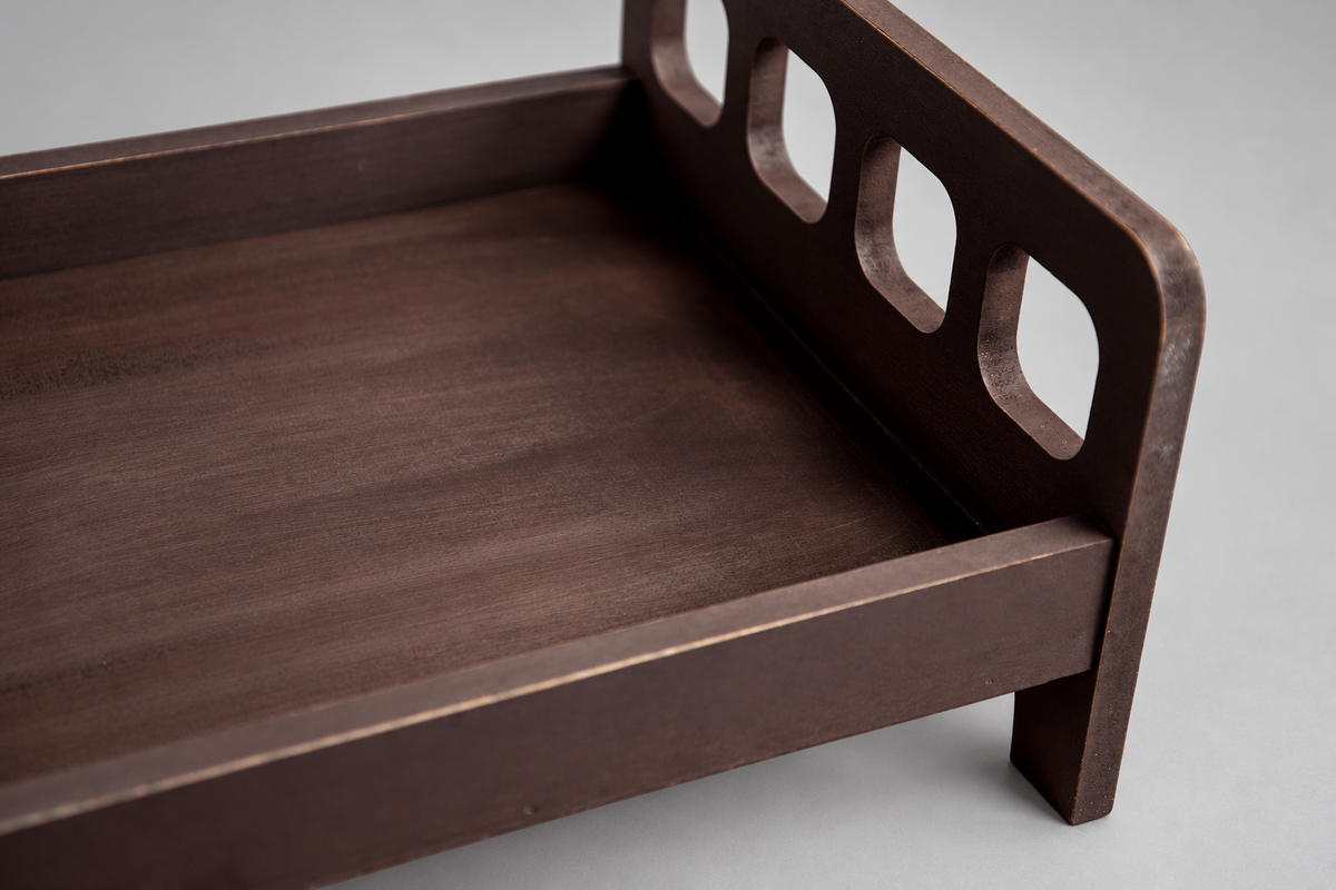 Rustic Bed - Straight Headboard with Curved Spindles - Brown