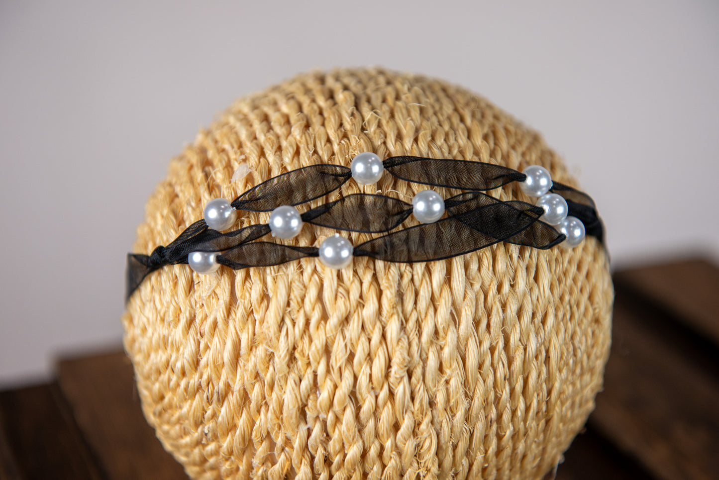 Beaded Ribbon Headband - Black