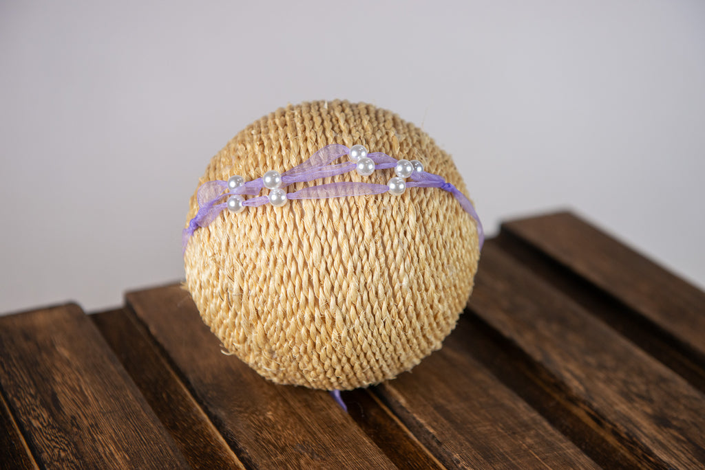 Beaded Ribbon Headband - Lilac