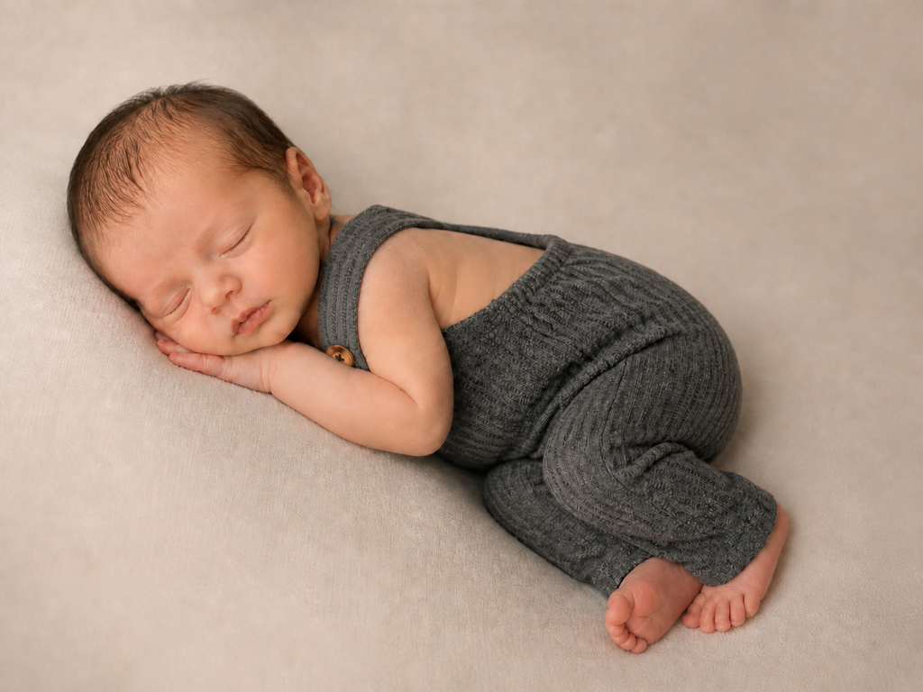 dark gray buttoned overall newborn clothing