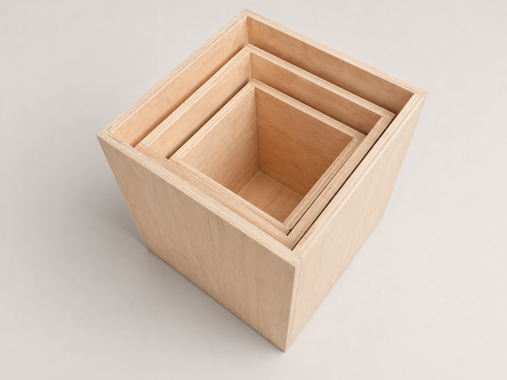 Set of three wooden boxes easy to store for baby studio photography