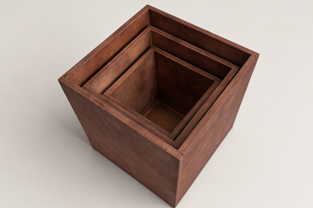 Stack of wooden boxes for cake smash photo sessions