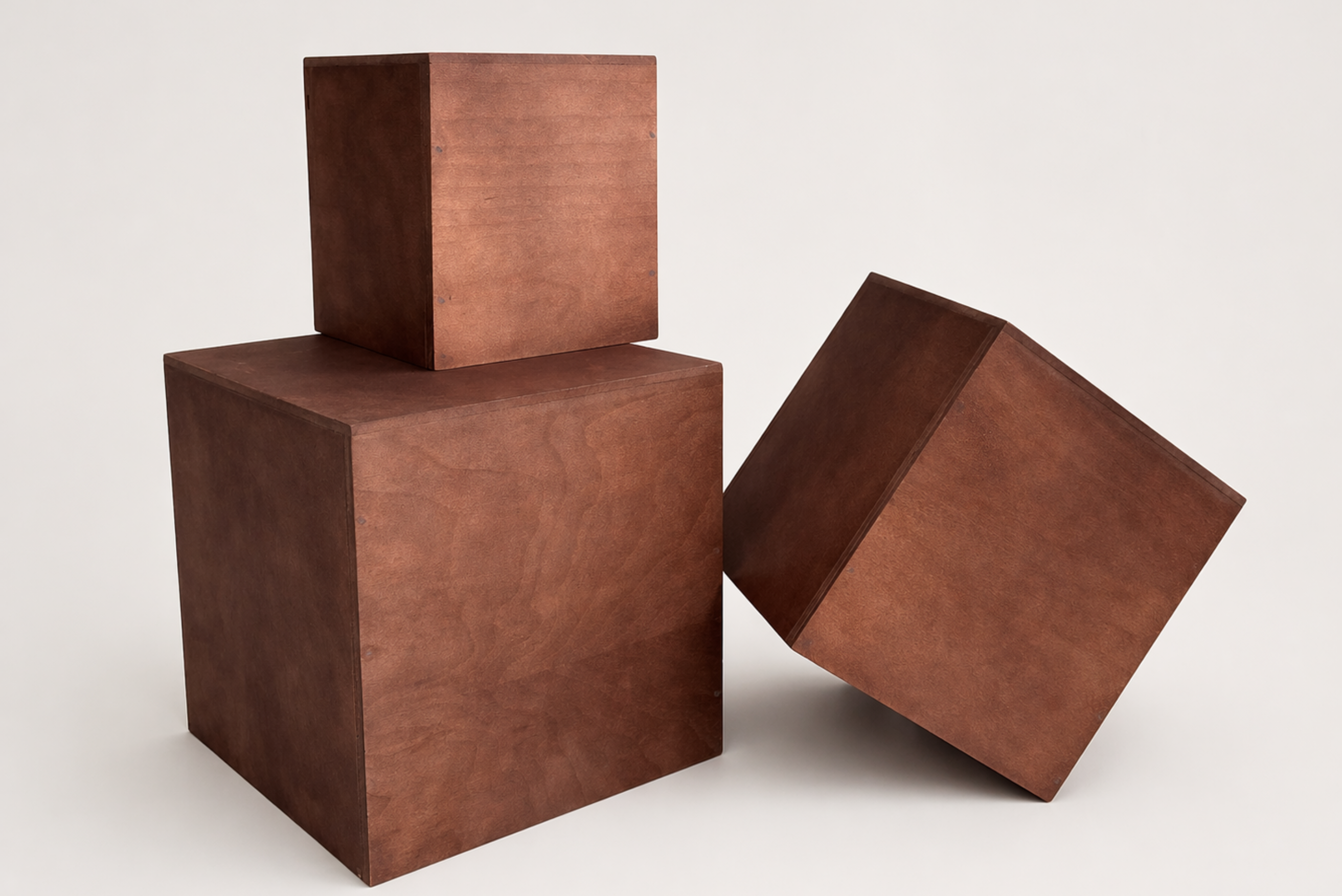three brown wooden cube boxes for cake smash milestone sessions